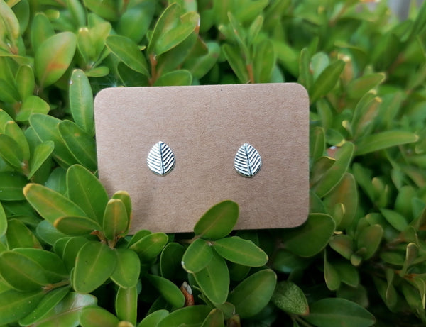 Leaf Sterling Silver Stud Earrings