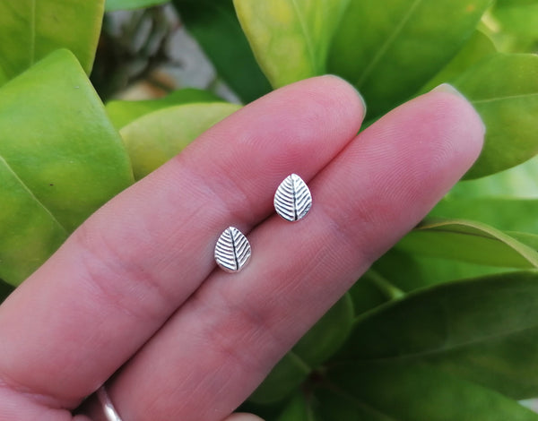 Leaf Sterling Silver Stud Earrings