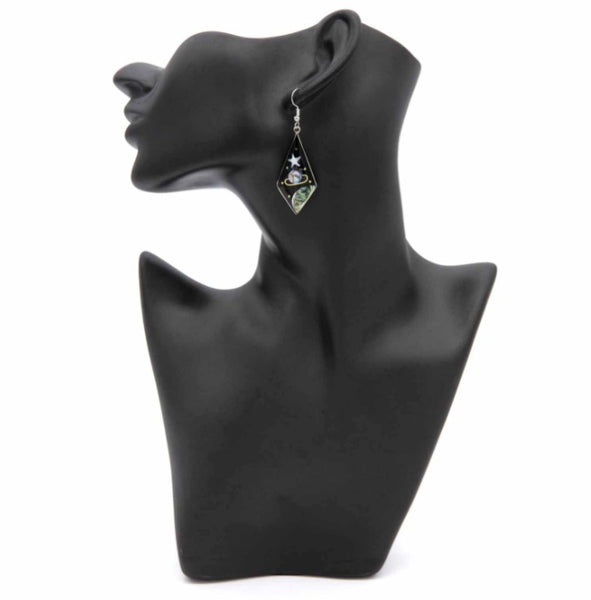 Large Black Saturno Diamond Cosmic Earrings