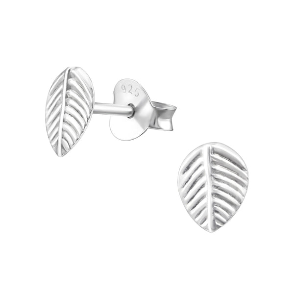 Leaf Sterling Silver Stud Earrings
