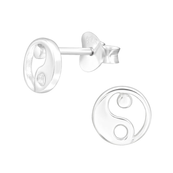 Cut Out Yin Yang Silver Sterling Silver Stud Earrings