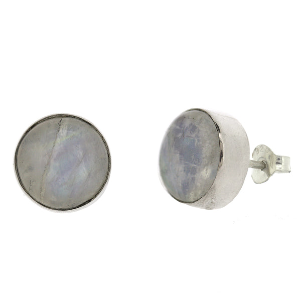 Nova Silver Round Moonstone Stud Earrings
