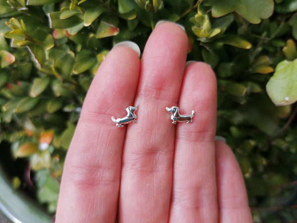 Sausage Dog Dachshund Sterling Silver Stud Earrings