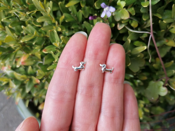 Sausage Dog Dachshund Sterling Silver Stud Earrings
