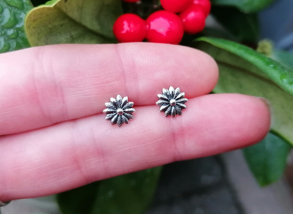 Flower Sterling Silver Stud Earrings
