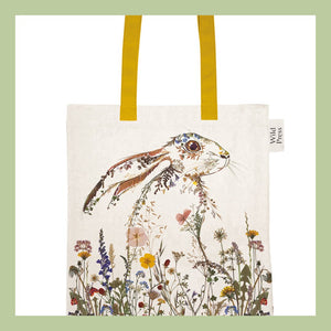 organic cotton tot bag with tree and bird design