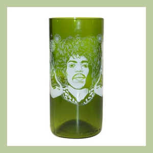 jim morrison image on a green recycled wine glass tumbler