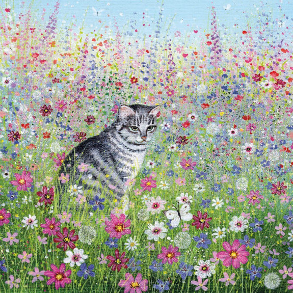 Cat in a Cottage Garden Greetings Card