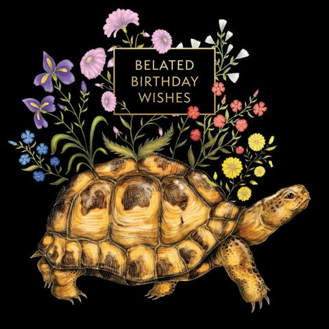 Delivering Flowers Belated Birthday Greetings Card
