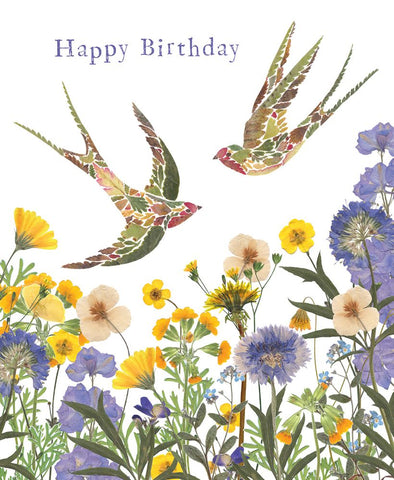 Meadow Swallows Birthday Greetings Card