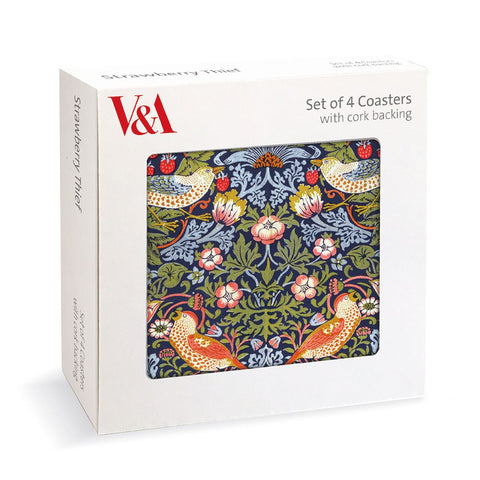 Box of V&A set of 4 coasters with floral and bird pattern