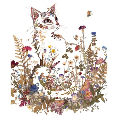 Cottage Garden Kitty Greetings Card