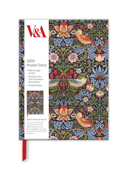 William Morris Strawberry Thief A6 Diary 2026