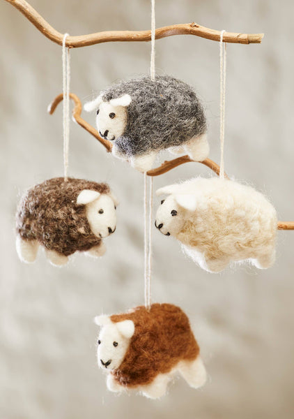 Natural Woolly Felt Sheep