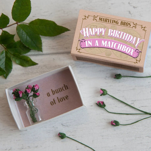 Happy Birthday Bunch of Roses in a Matchbox