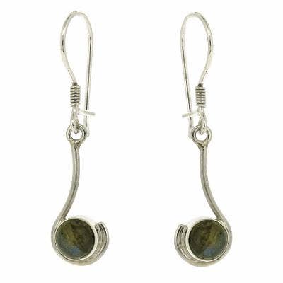 Labradorite Cabochon Round Curve Earrings