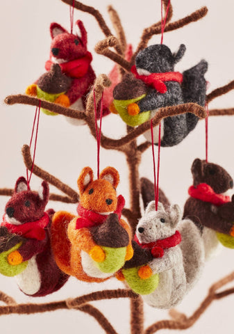 Felt Squirrel With Acorn Decoration
