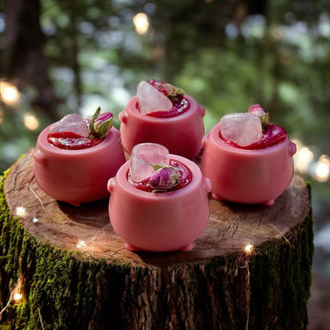 Rose Quartz & Copper Cauldron Wax Melt With Embedded Quartz 