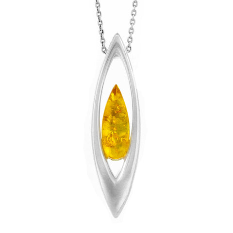 Nova Silver Lemon Amber Arc Pendant