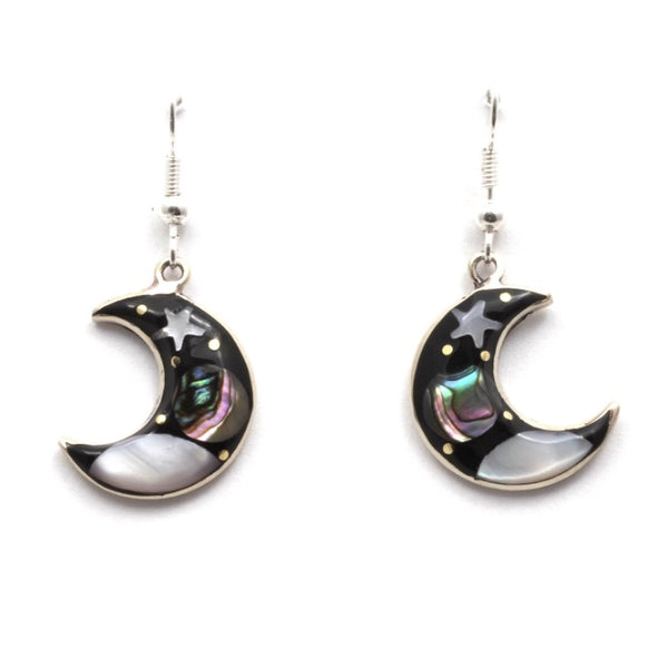 Small Cosmic Crescent Moon Earrings