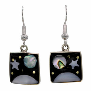 Square Black Cosmic Earrings