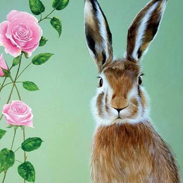 Hare and Roses Greetings Card