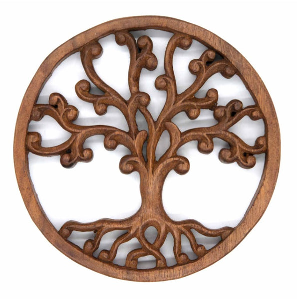 Curly Tree of Life Wooden Plaque