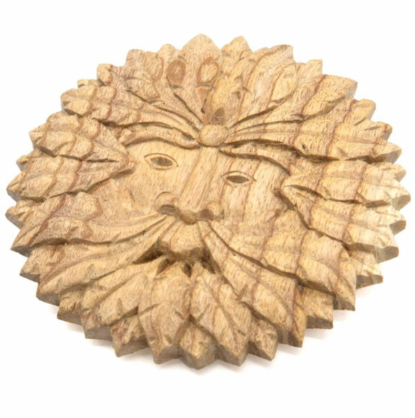 Hand Carved Green Man Wooden Plaque