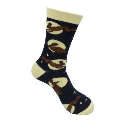 Hares Moons Bamboo Socks, Uk Size 7-11, Fair Trade, Code HML