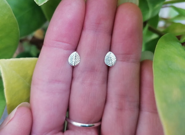 Leaf Sterling Silver Stud Earrings