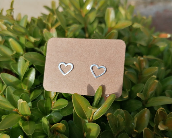 Cut Out Heart Sterling Silver Stud Earrings