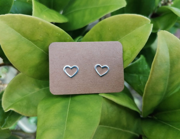 Cut Out Heart Sterling Silver Stud Earrings