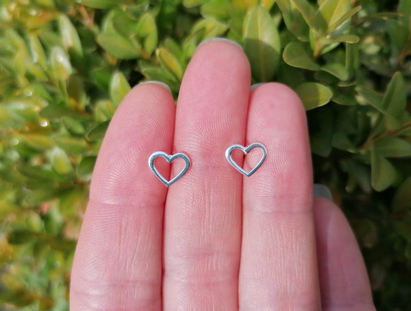 Cut Out Heart Sterling Silver Stud Earrings