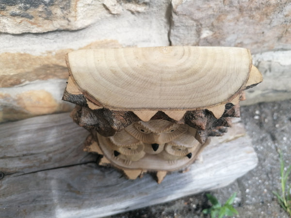 Owl Trio Carved Wooden Ornament