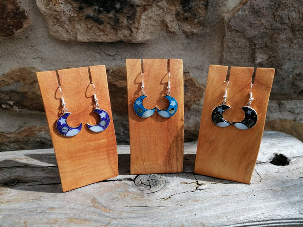 Small Cosmic Crescent Moon Earrings