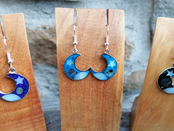 Small Cosmic Crescent Moon Earrings