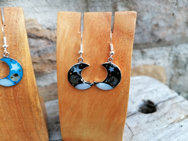 Small Cosmic Crescent Moon Earrings