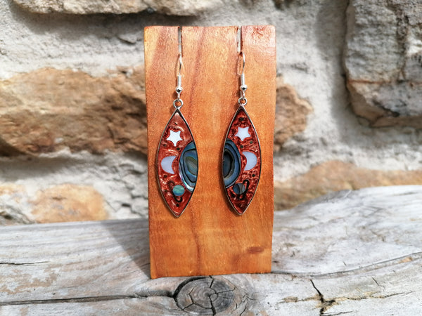 Large Saturno Seed Rust Cosmic Earrings