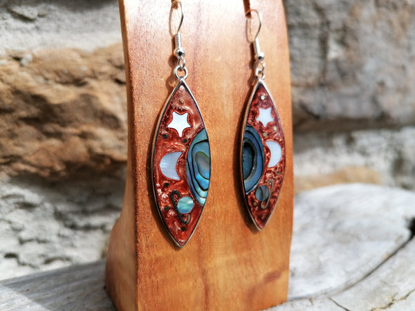 Large Saturno Seed Rust Cosmic Earrings