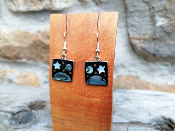 Square Black Cosmic Earrings