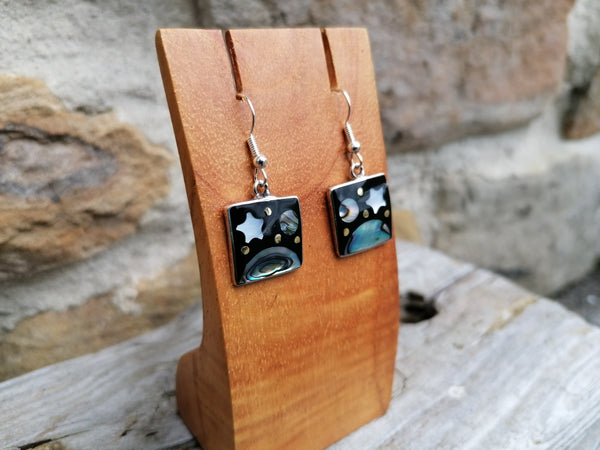 Square Black Cosmic Earrings