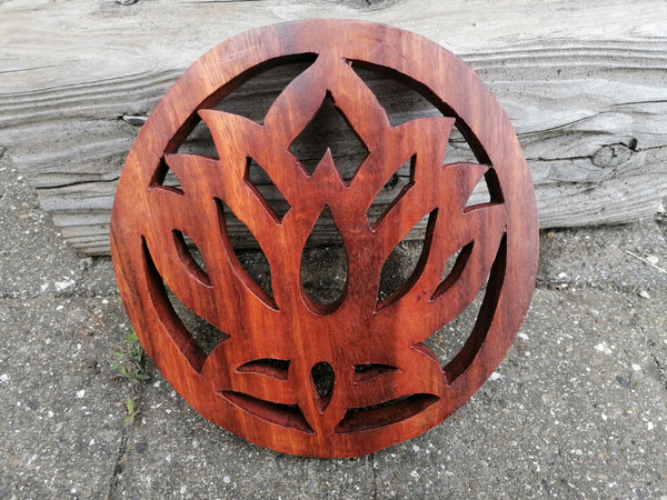 Ornate Lotus Wooden Plaque