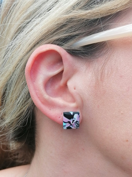 Square Pastel Fimo Stud Earrings