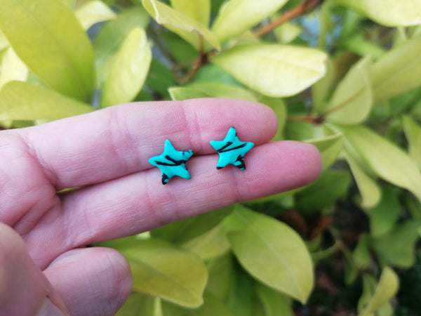 Green and Black Star Fimo Stud Earrings