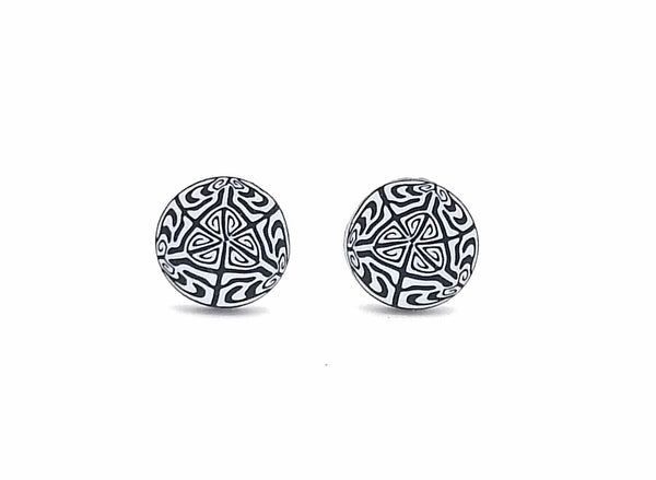 Black and white kaleidoscope stud earrings