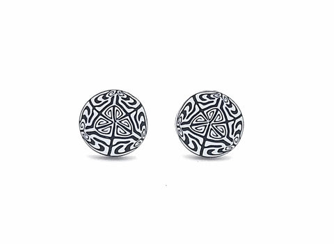 Black and white kaleidoscope stud earrings