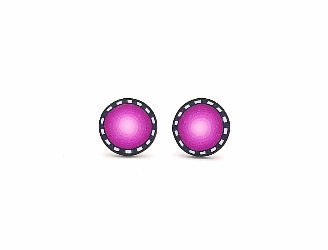 Pink Blended Striped Fimo Stud Earrings