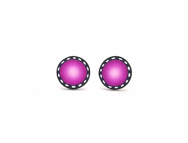 Pink Blended Striped Fimo Stud Earrings
