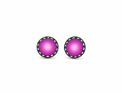 Pink Blended Striped Fimo Stud Earrings