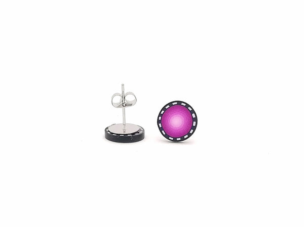 Pink Blended Striped Fimo Stud Earrings